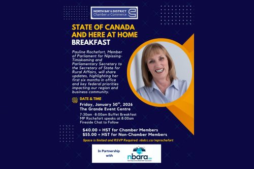 MP Rochefort Keynote Speaker at Chamber Breakfast Jan 30